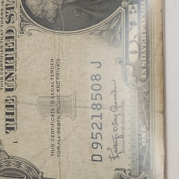 Series 1935 H One Dollar Silver Certificate Blue Seal - Picture 3 of 7